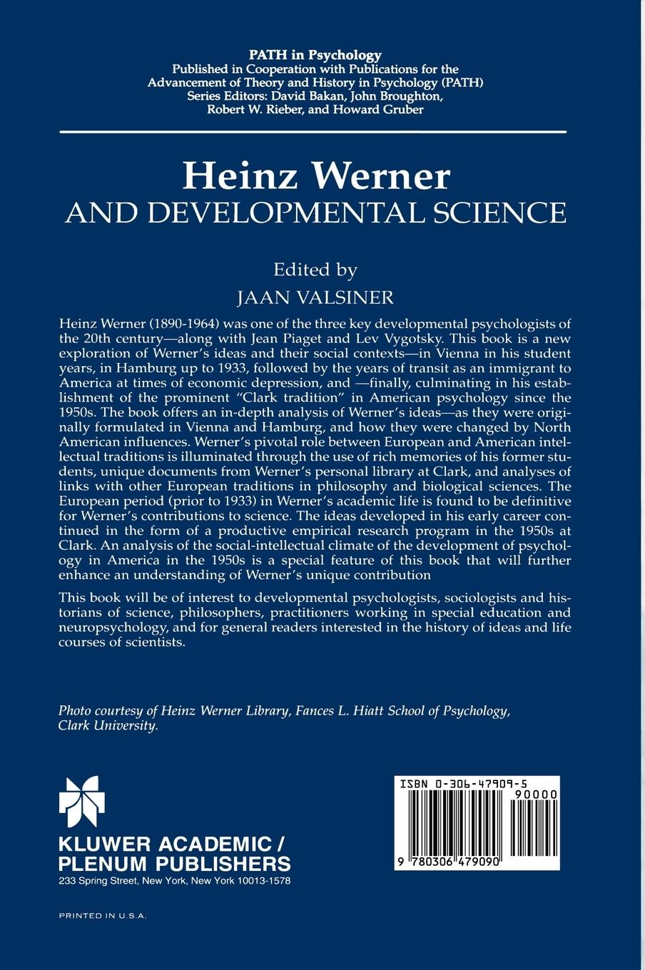 Rückseitencover Heinz Werner and Developmental Science
