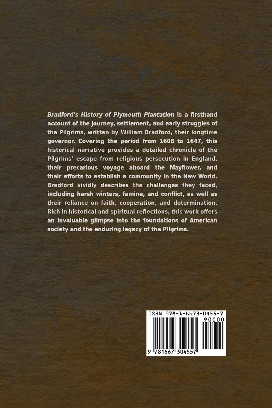 Rückseitencover Bradford's History of Plymouth Plantation