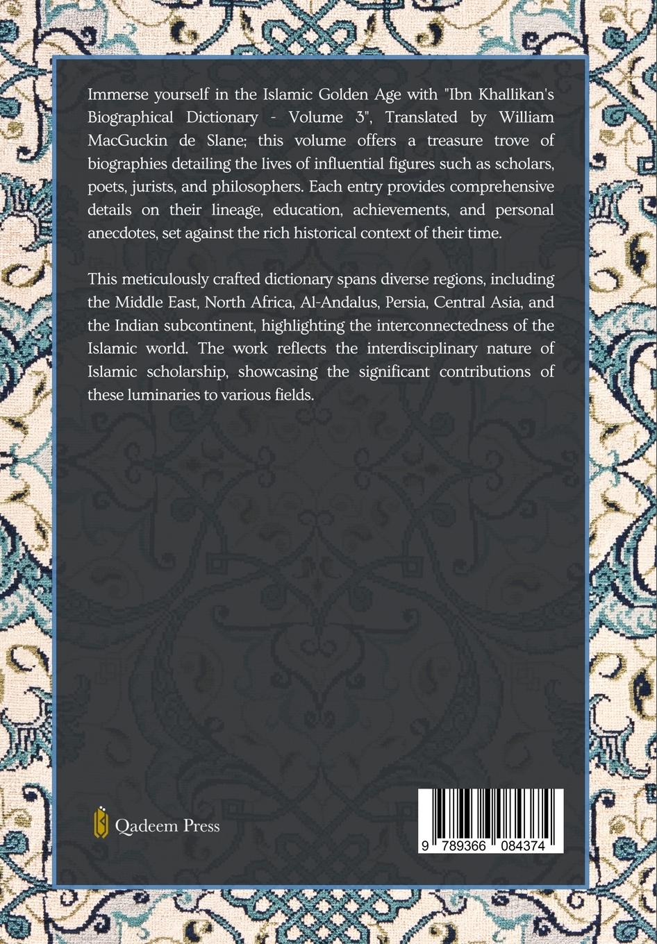 Rückseitencover Ibn Khallikan's Biographical Dictionary - Vol 3