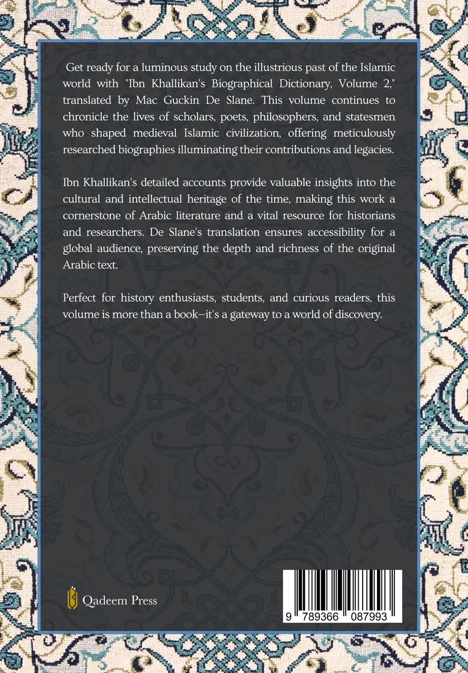 Rückseitencover Ibn Khallikan's Biographical Dictionary - Vol 2