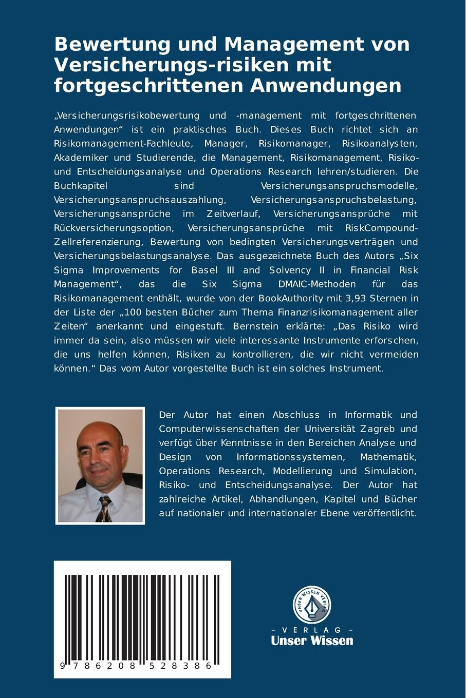 Rückseitencover Bewertung und Management von Versicherungs-risiken mit fortgeschrittenen Anwendungen