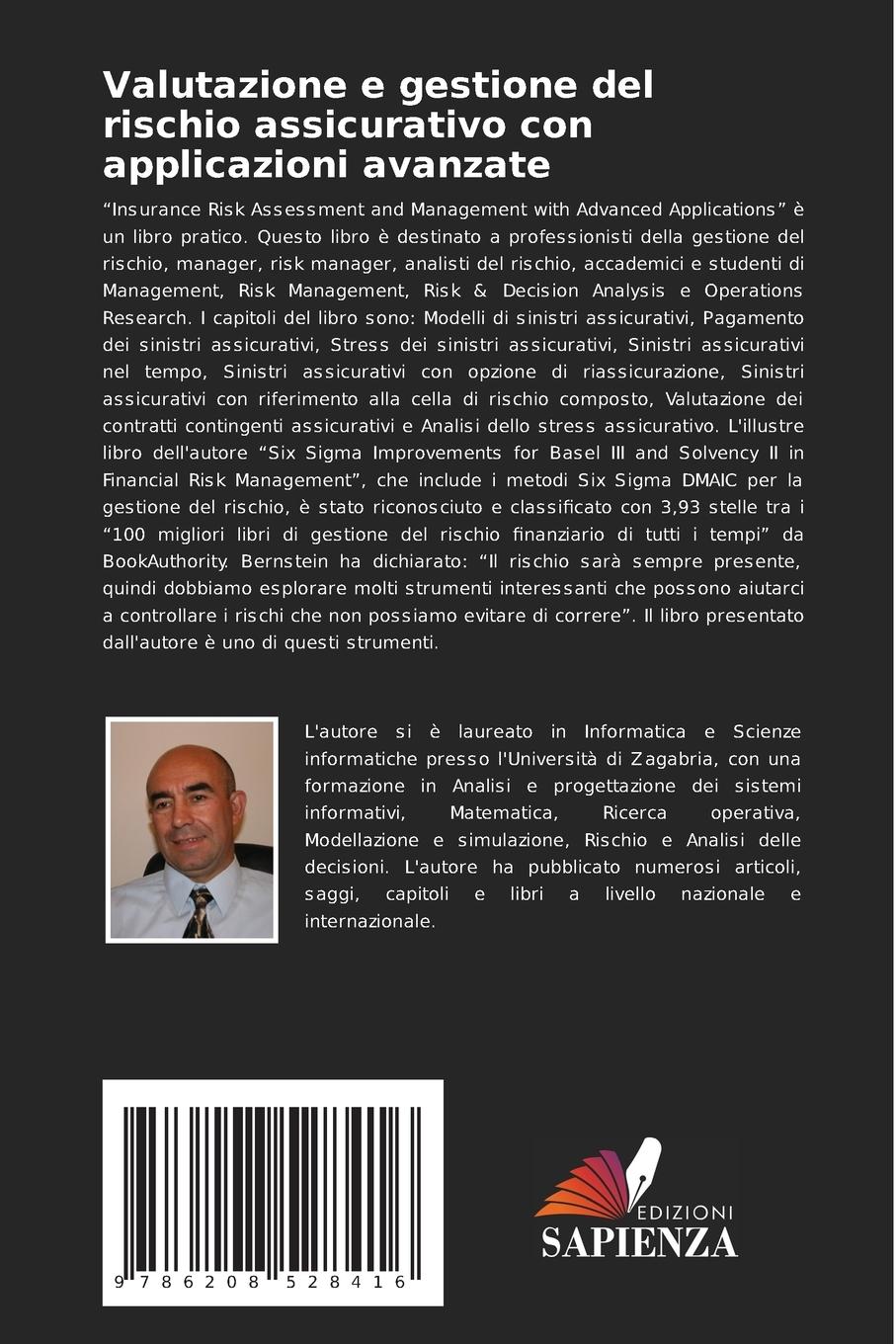 Rückseitencover Valutazione e gestione del rischio assicurativo con applicazioni avanzate