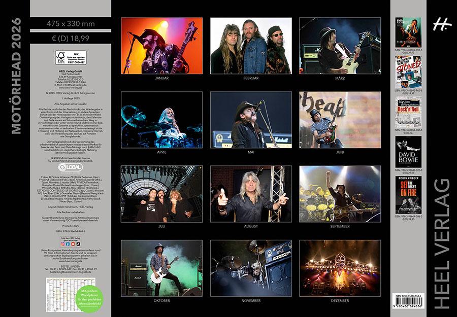 Beispielinhalt (Bild) Motörhead Kalender 2026