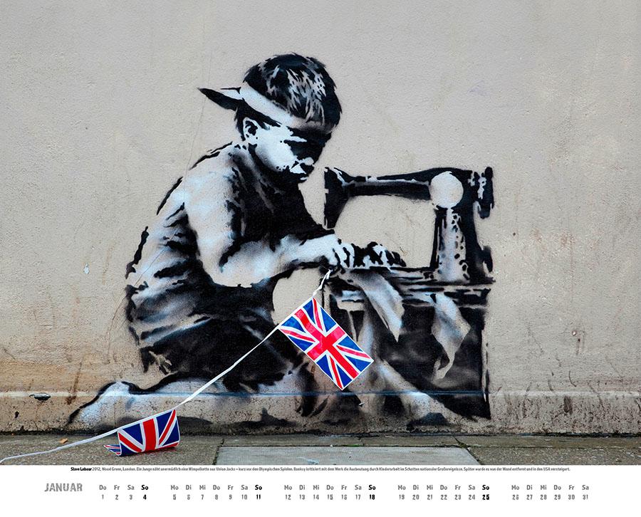 Beispielinhalt (Bild) Banksy Kalender 2026 Premium XXL-Posterkalender