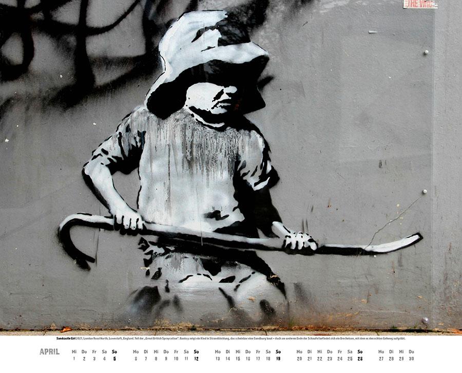 Beispielinhalt (Bild) Banksy Kalender 2026 Premium XXL-Posterkalender