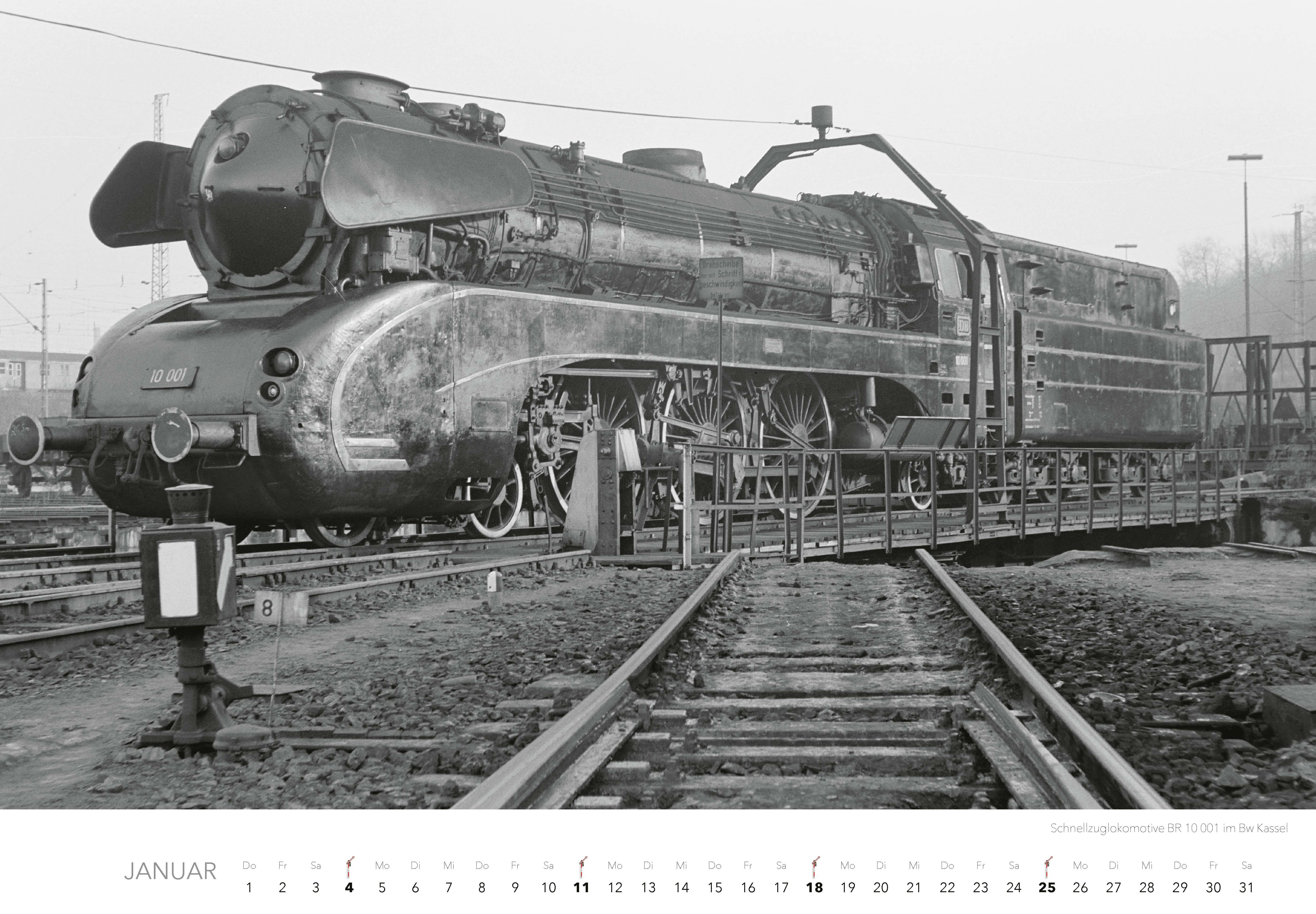 Beispielinhalt (Bild) Historische Dampflokomotiven Kalender 2026