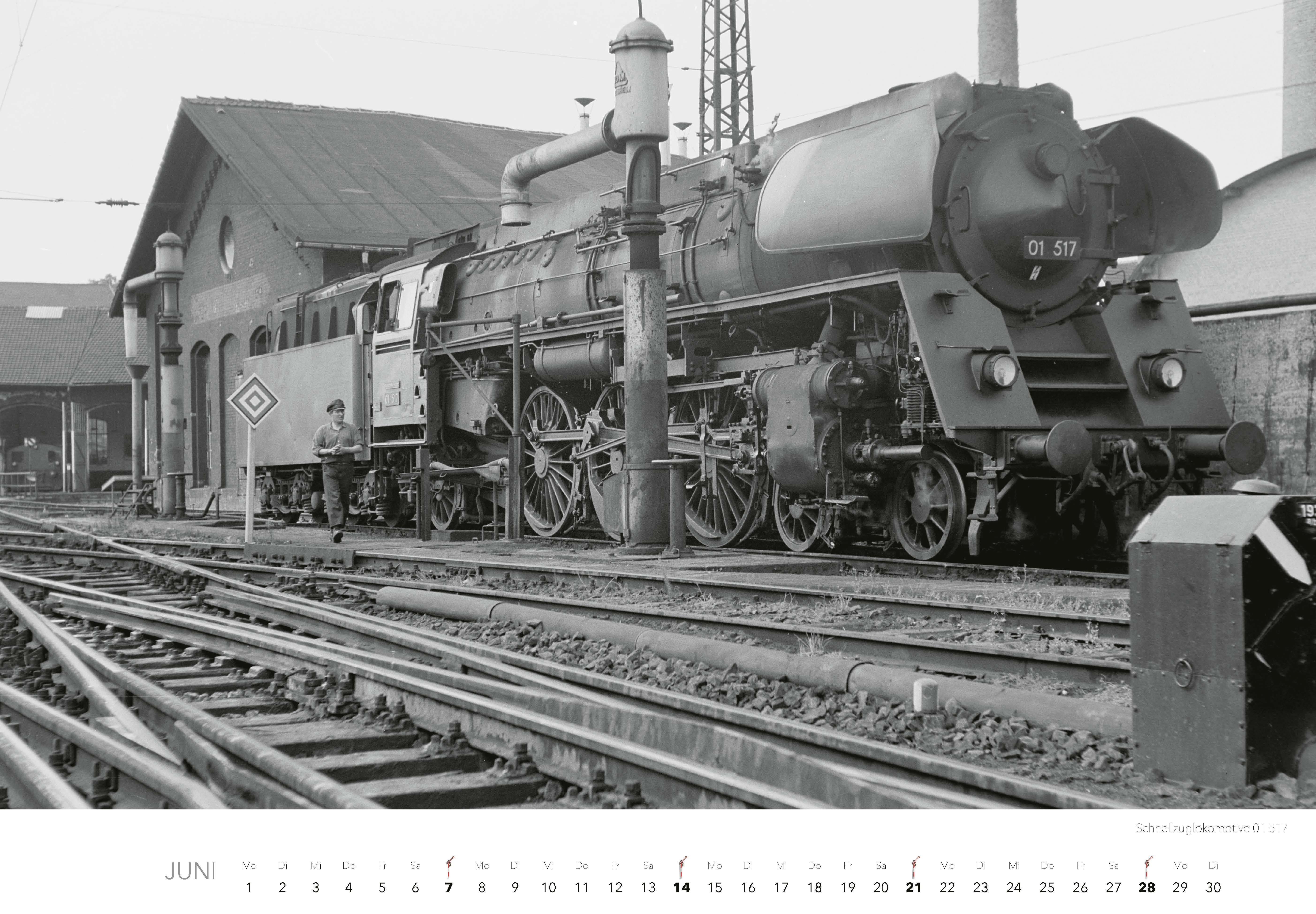 Beispielinhalt (Bild) Historische Dampflokomotiven Kalender 2026