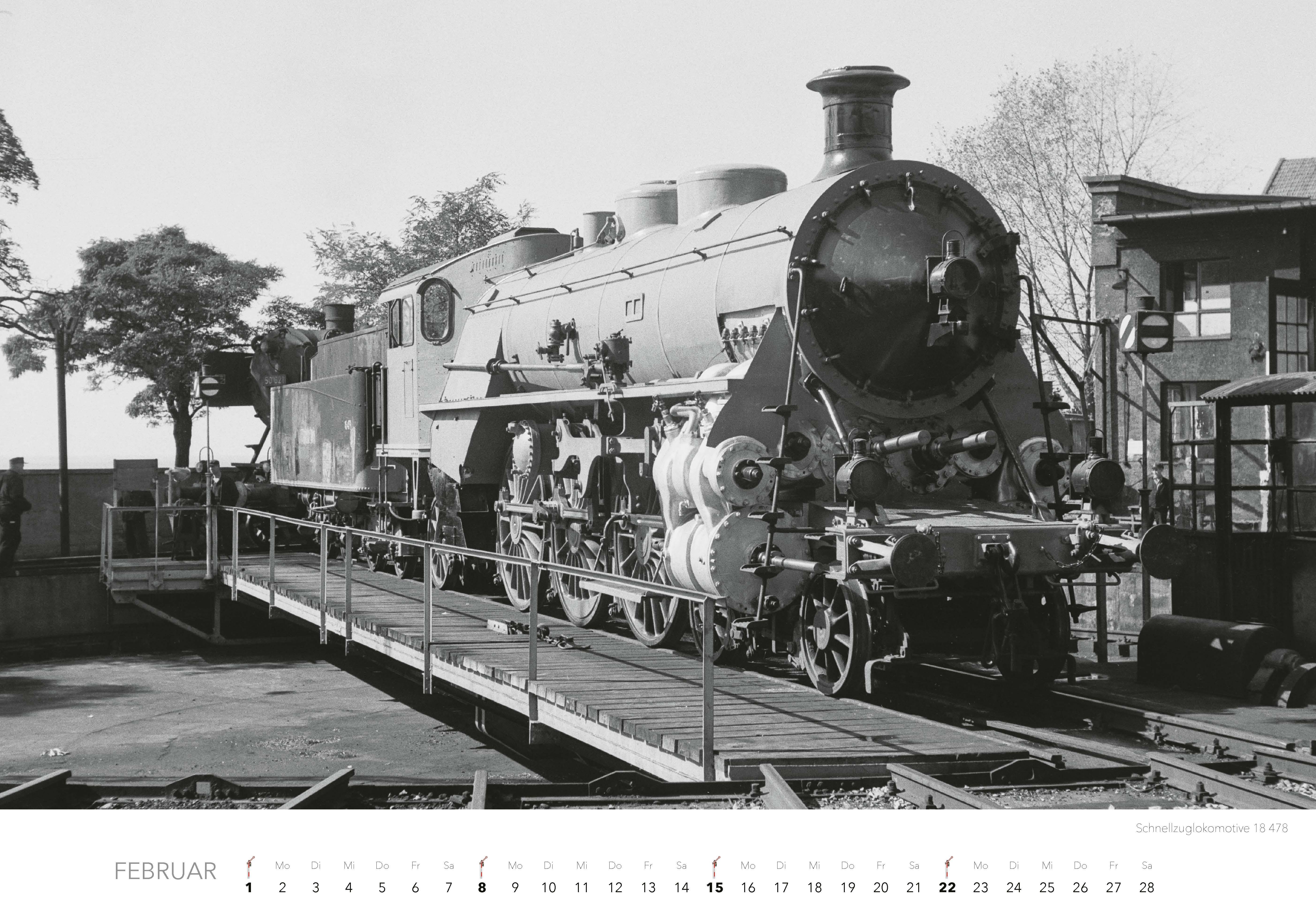 Beispielinhalt (Bild) Historische Dampflokomotiven Kalender 2026