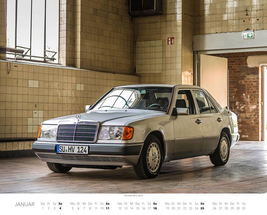 Beispielinhalt (Bild) Mercedes Benz W 124 Kalender 2026
