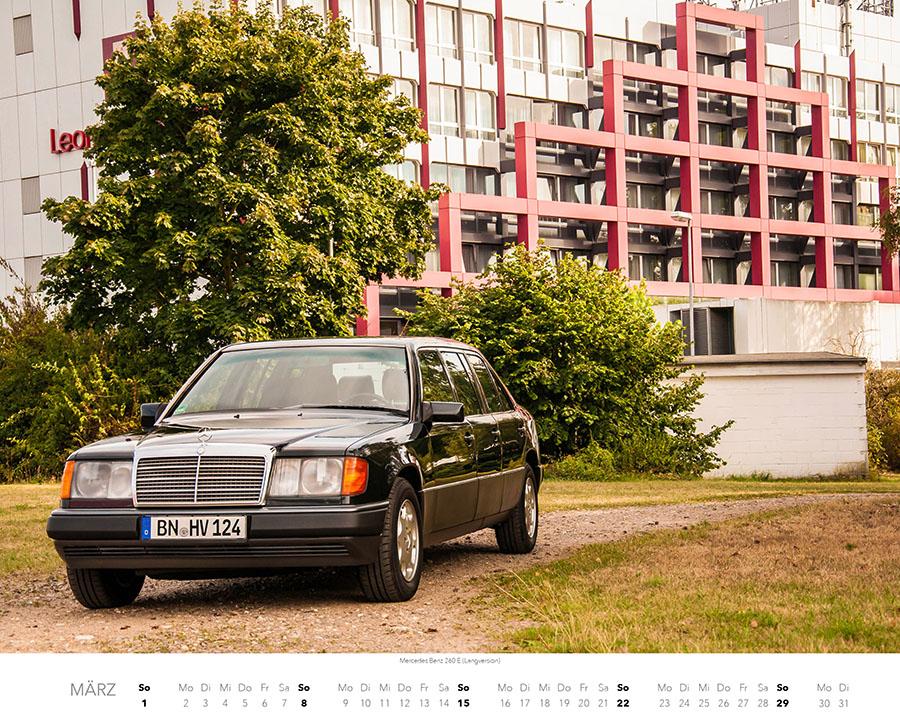 Beispielinhalt (Bild) Mercedes Benz W 124 Kalender 2026