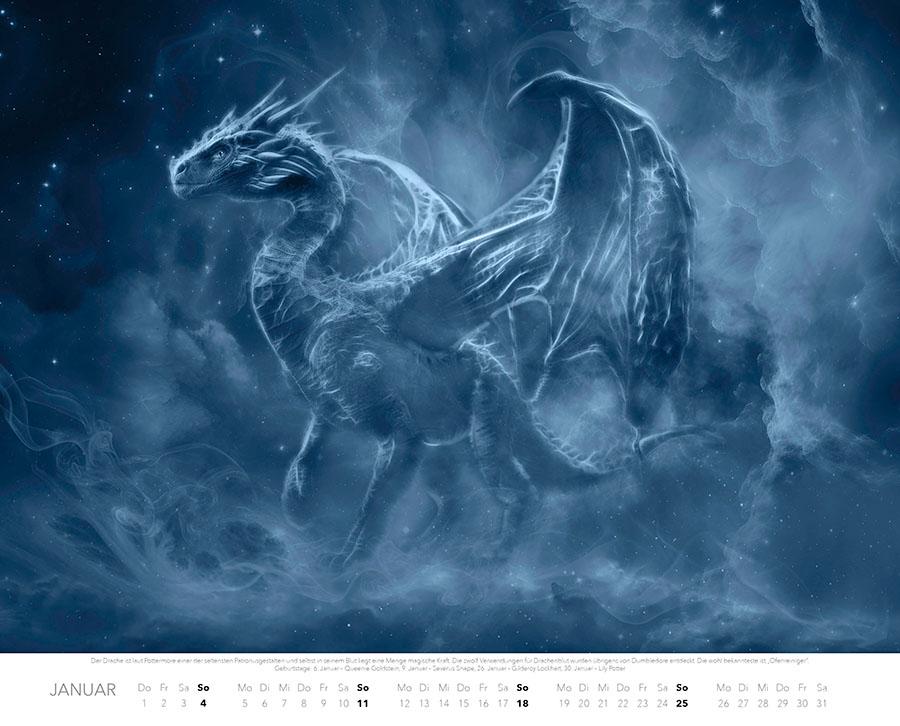 Beispielinhalt (Bild) Patronus Kalender für Potterheads 2026 XXL-Wandkalender