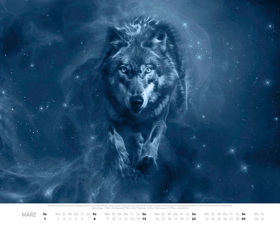 Beispielinhalt (Bild) Patronus Kalender für Potterheads 2026 XXL-Wandkalender