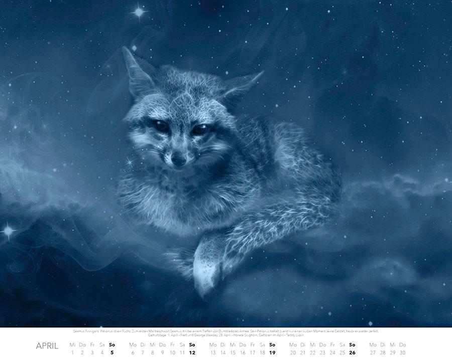 Beispielinhalt (Bild) Patronus Kalender für Potterheads 2026 XXL-Wandkalender