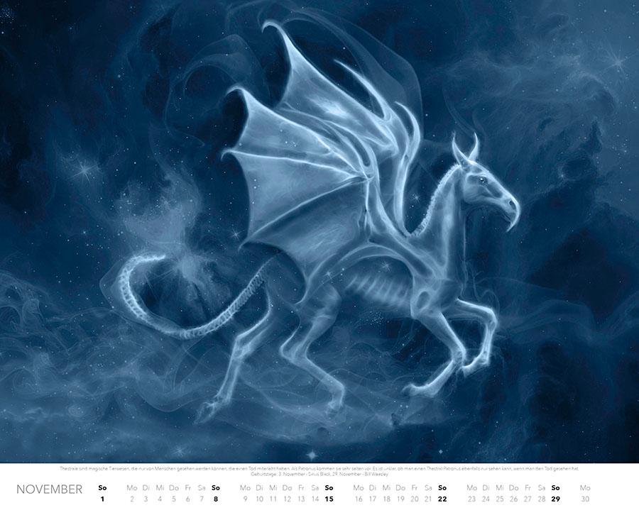 Beispielinhalt (Bild) Patronus Kalender für Potterheads 2026 XXL-Wandkalender
