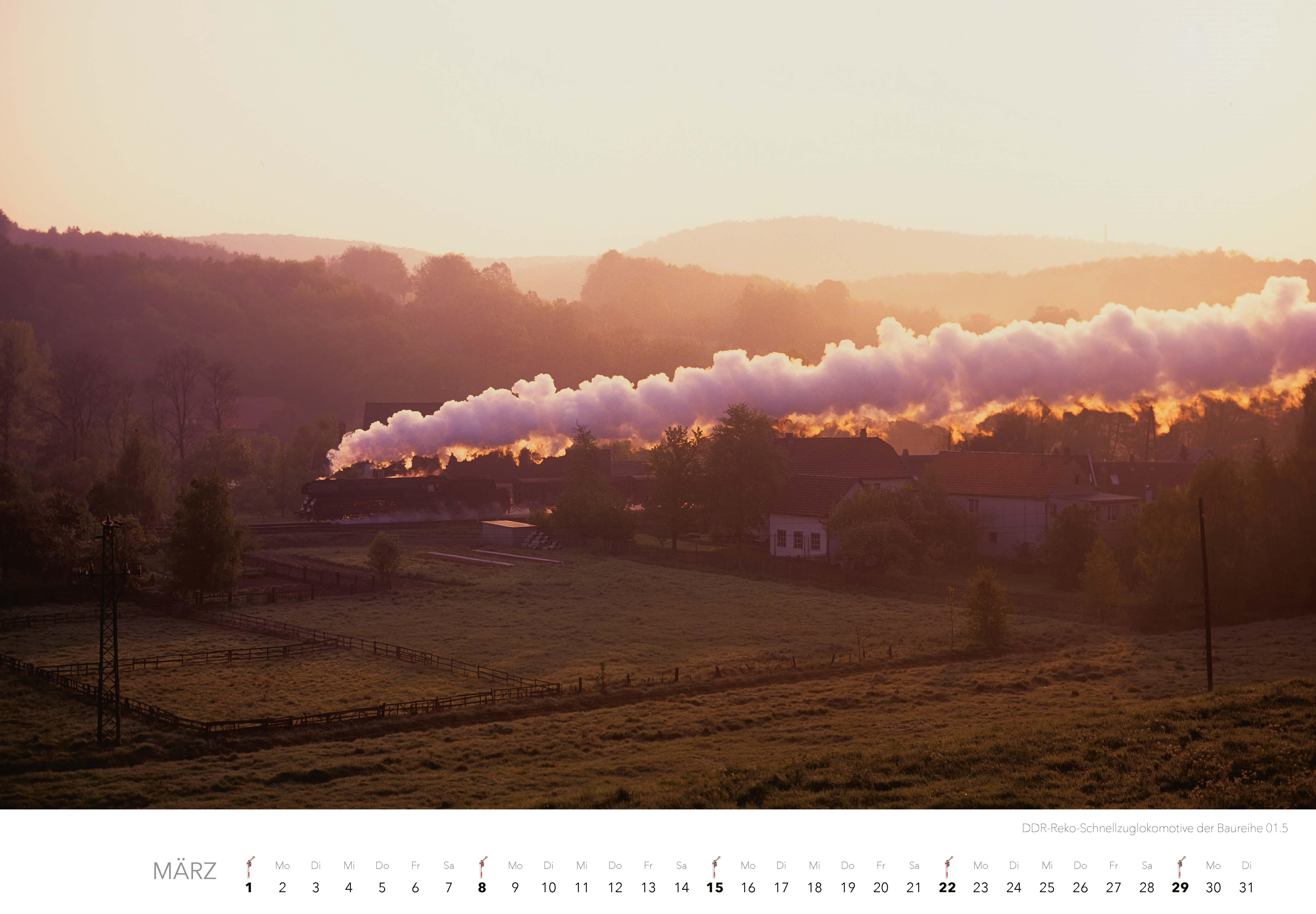 Beispielinhalt (Bild) Dampfloks in Farbe Kalender 2026