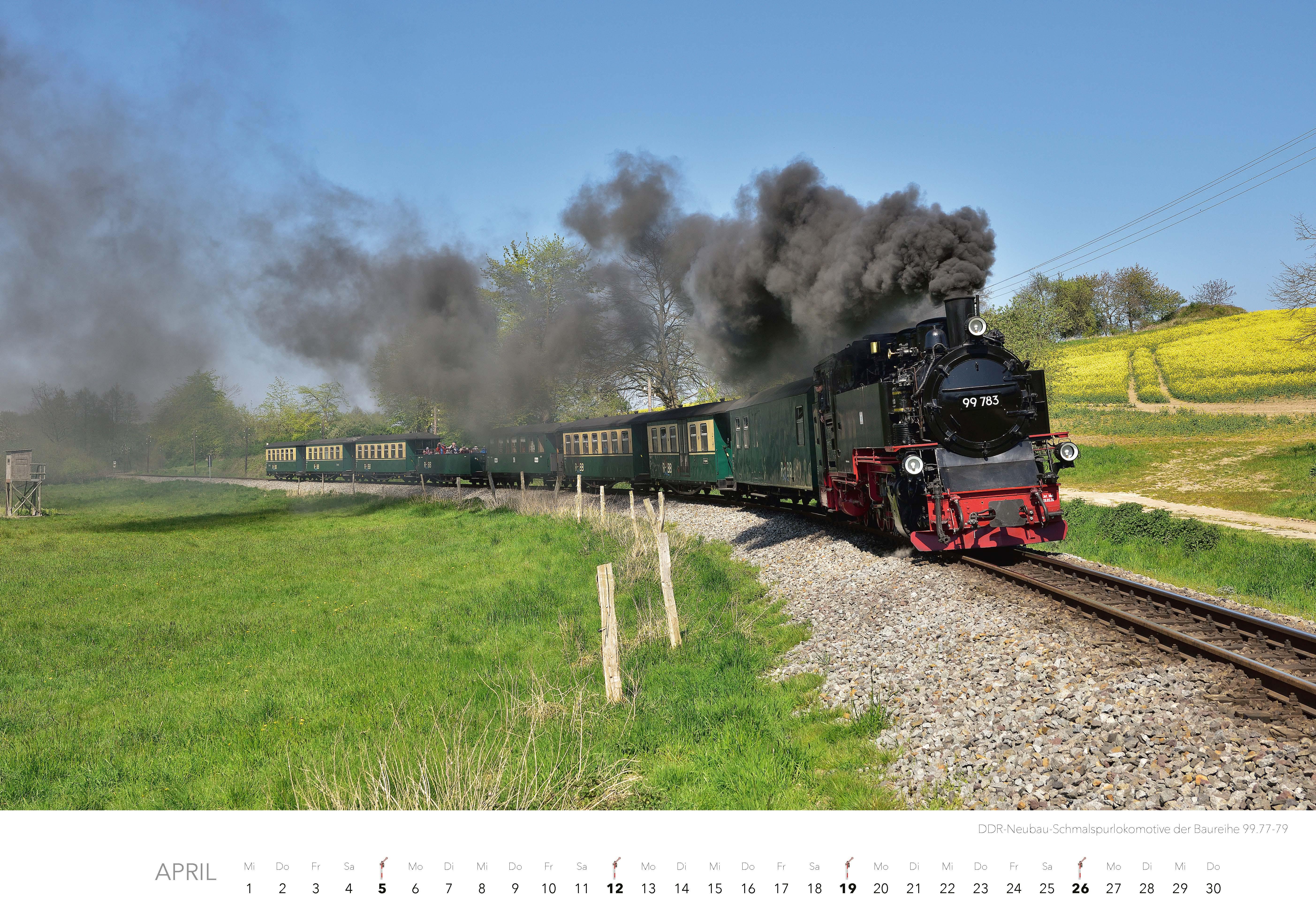 Beispielinhalt (Bild) Dampfloks in Farbe Kalender 2026