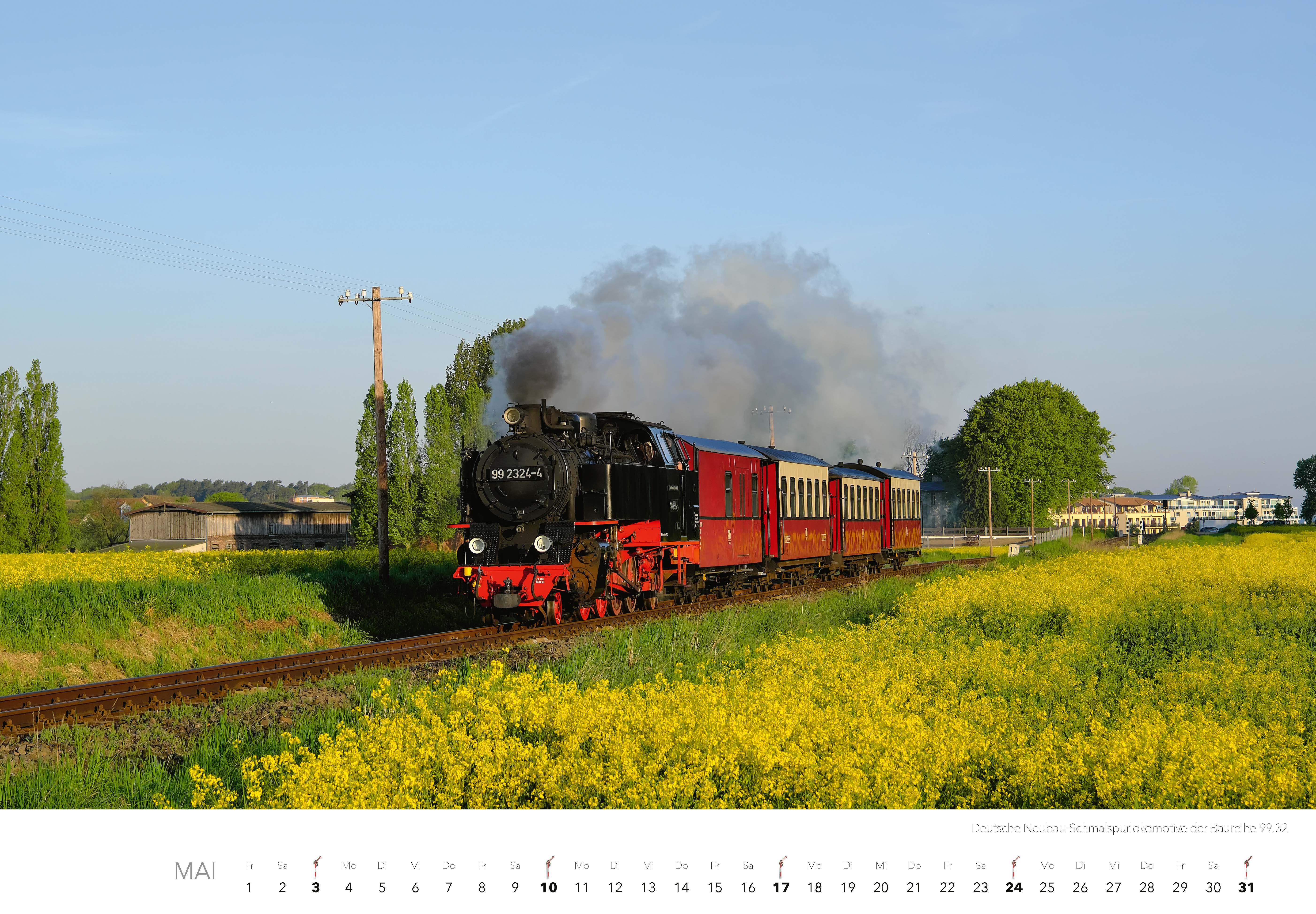 Beispielinhalt (Bild) Dampfloks in Farbe Kalender 2026