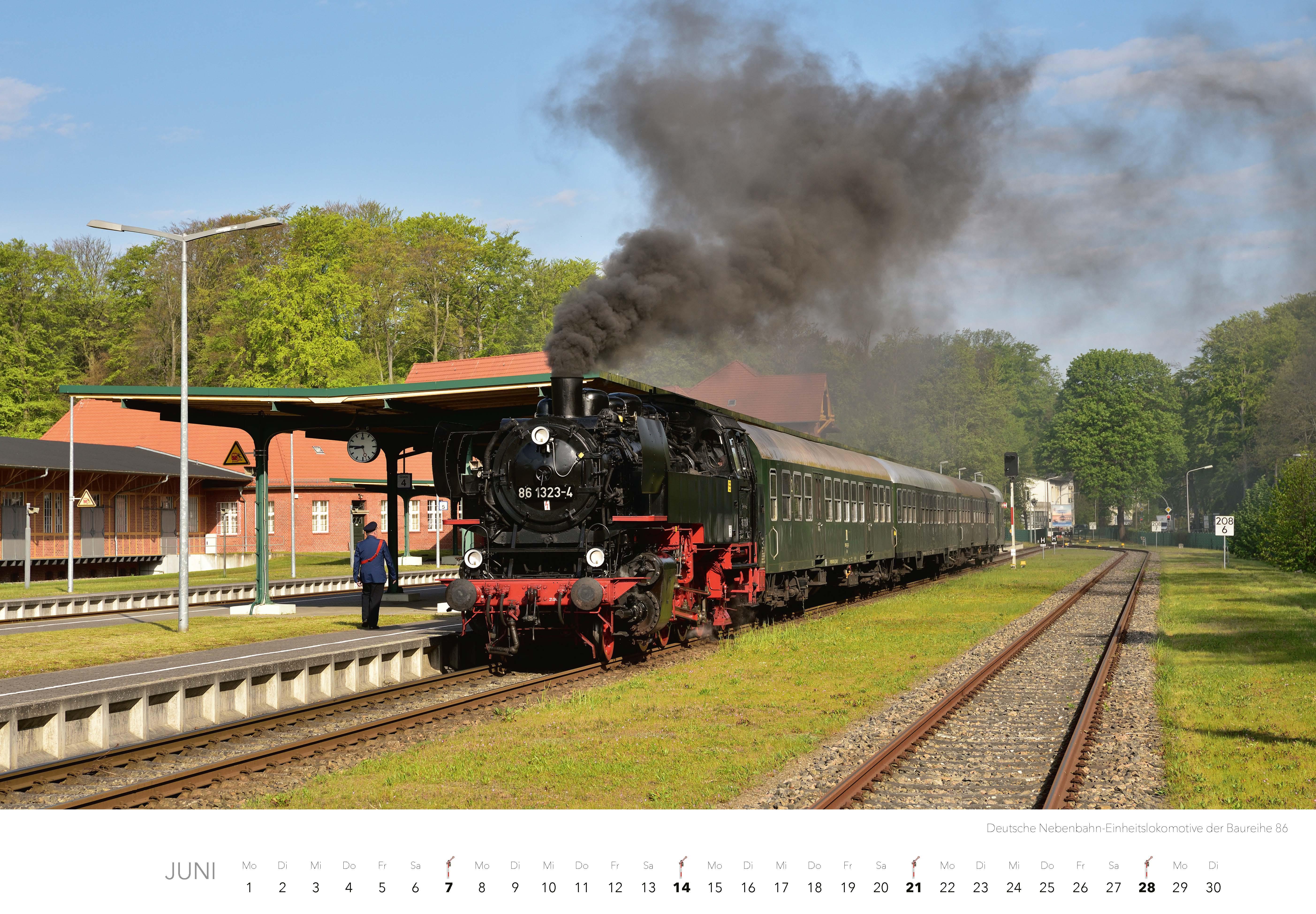 Beispielinhalt (Bild) Dampfloks in Farbe Kalender 2026