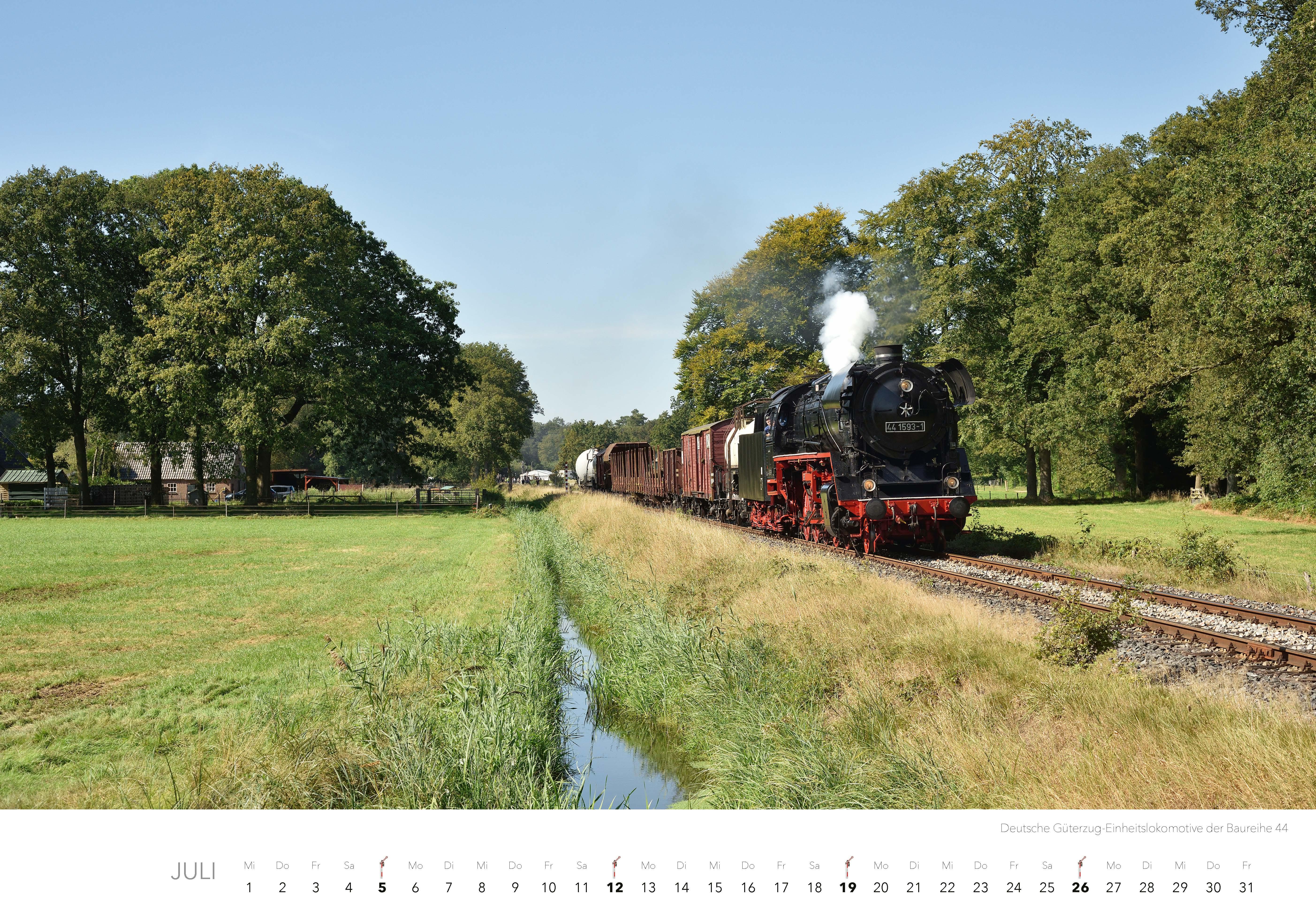 Beispielinhalt (Bild) Dampfloks in Farbe Kalender 2026