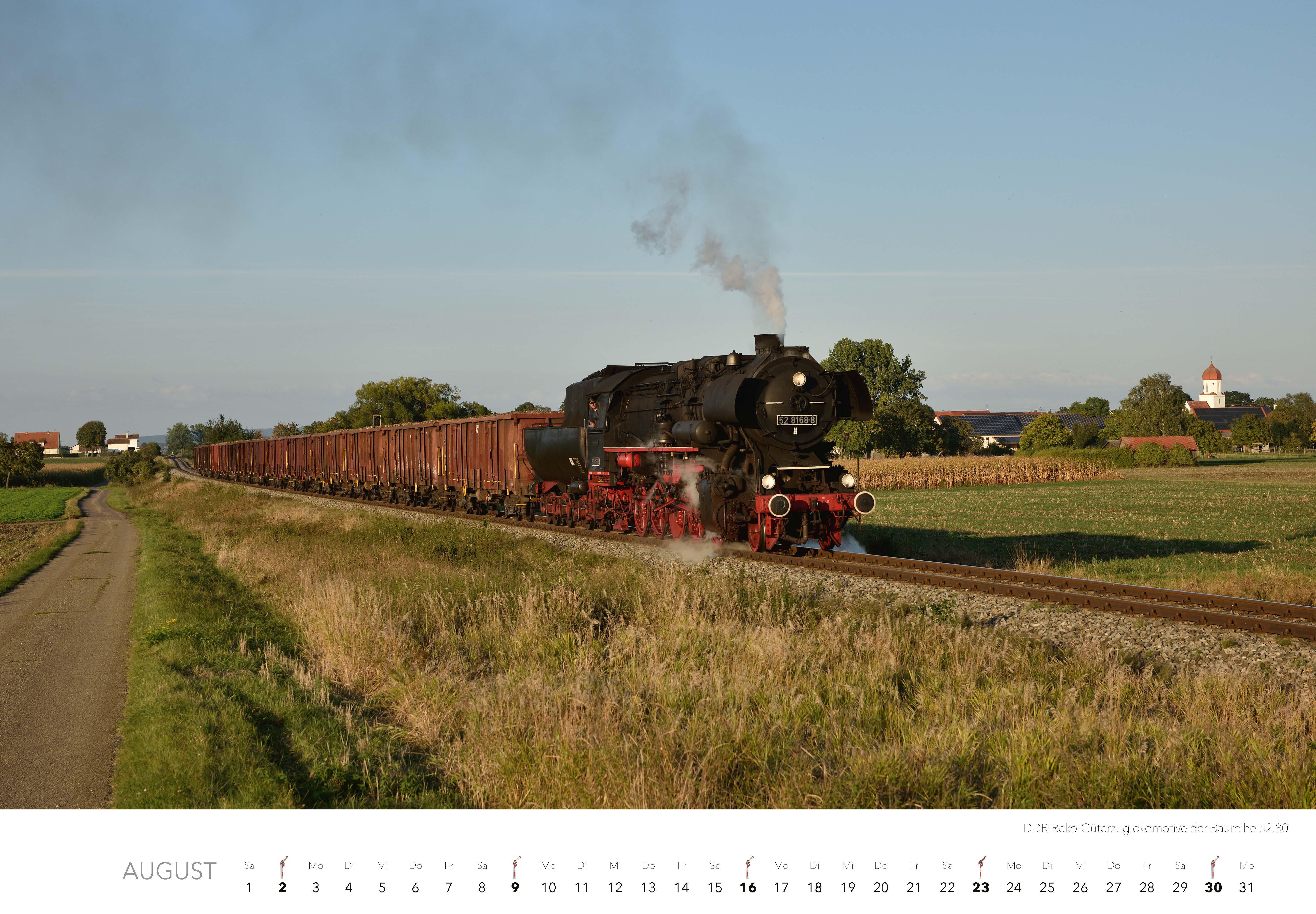 Beispielinhalt (Bild) Dampfloks in Farbe Kalender 2026
