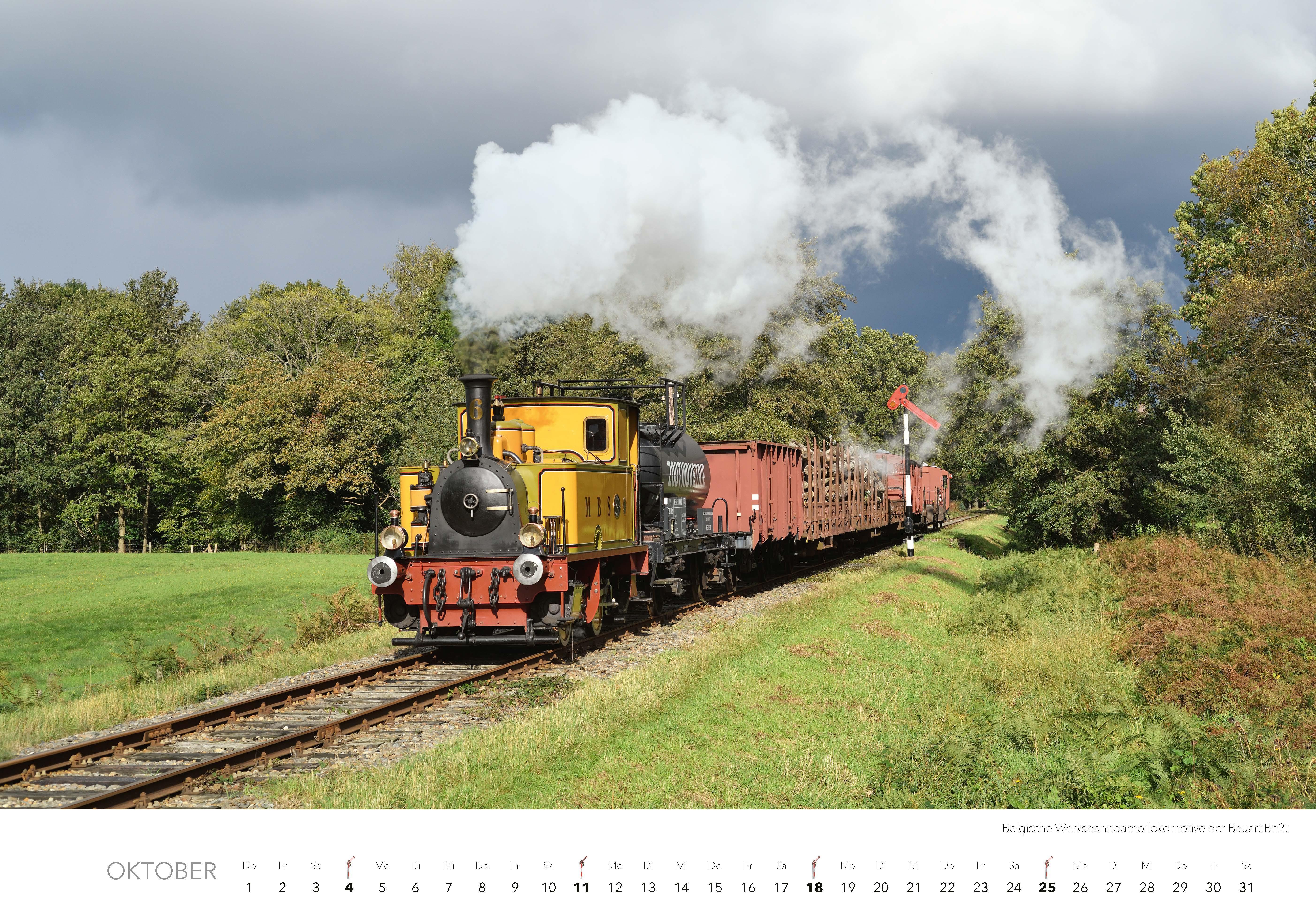 Beispielinhalt (Bild) Dampfloks in Farbe Kalender 2026