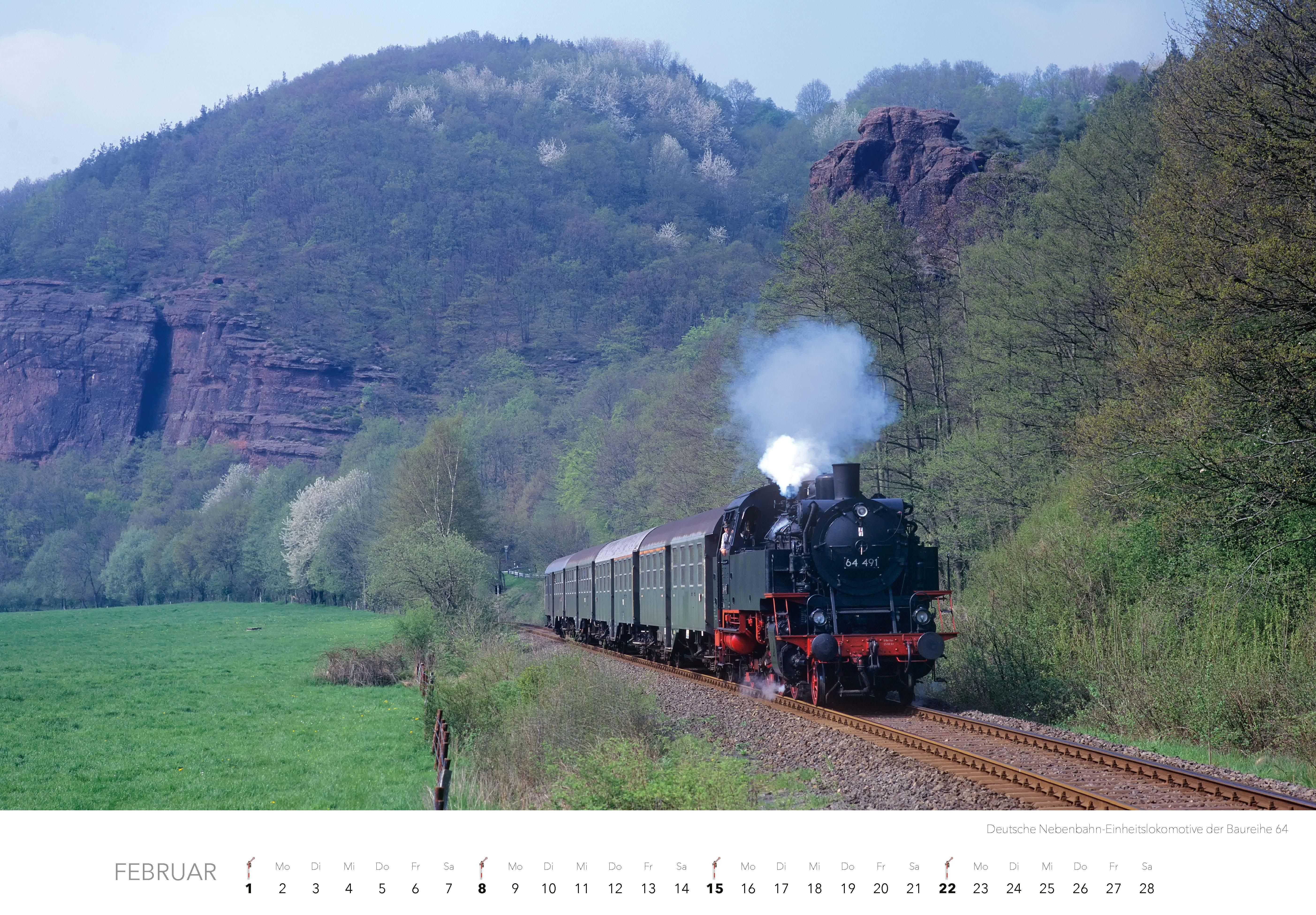 Beispielinhalt (Bild) Dampfloks in Farbe Kalender 2026