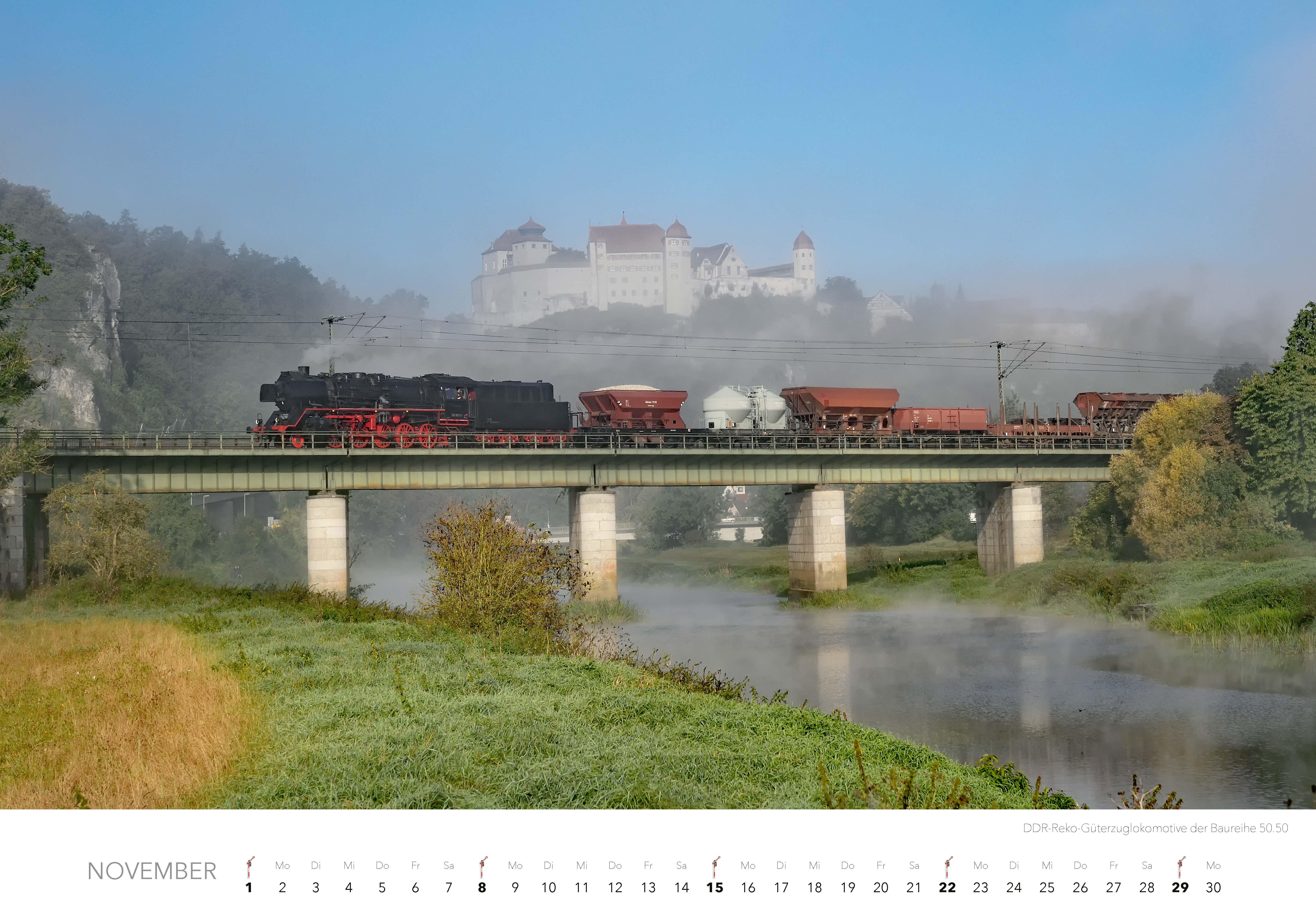 Beispielinhalt (Bild) Dampfloks in Farbe Kalender 2026