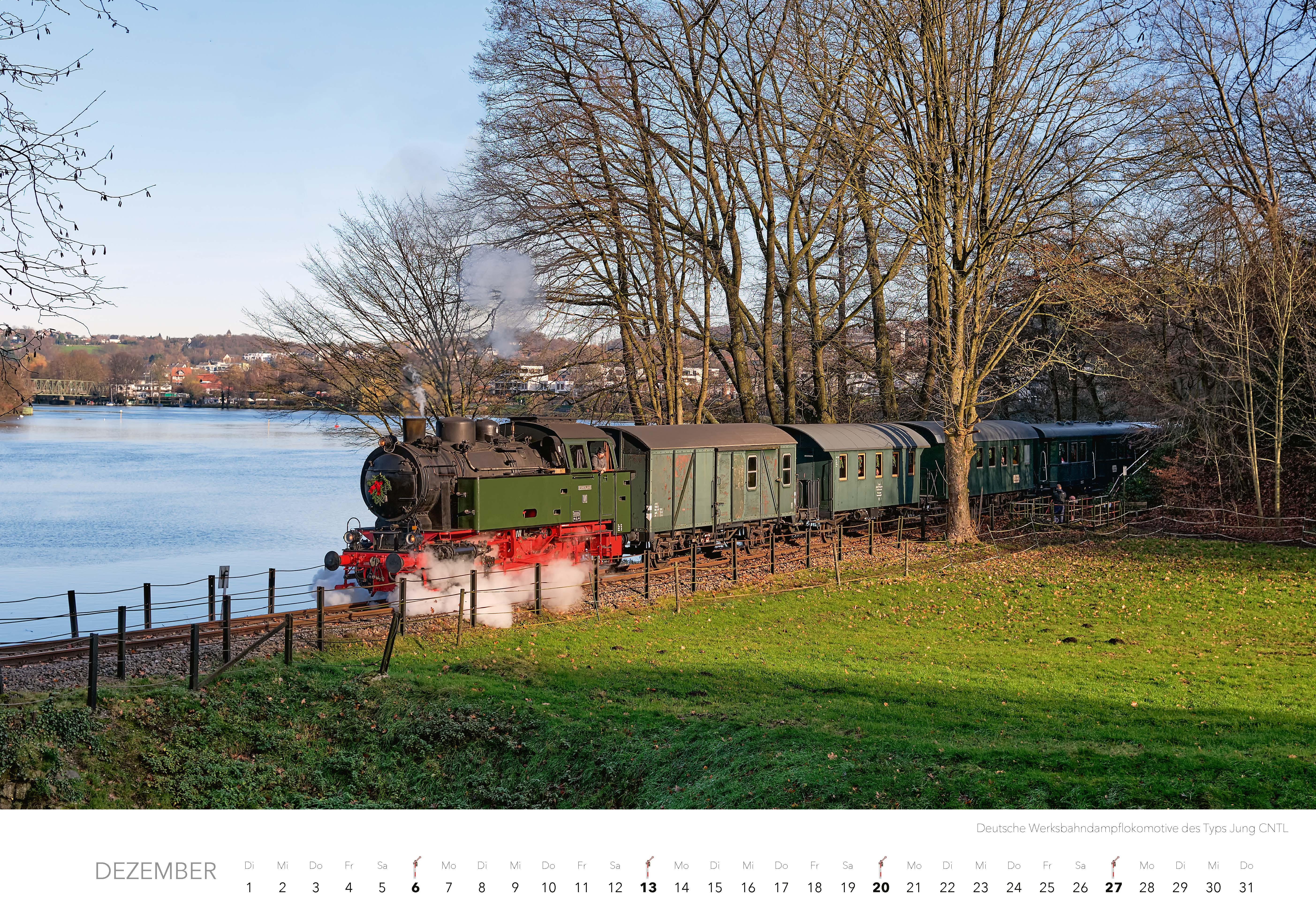 Beispielinhalt (Bild) Dampfloks in Farbe Kalender 2026