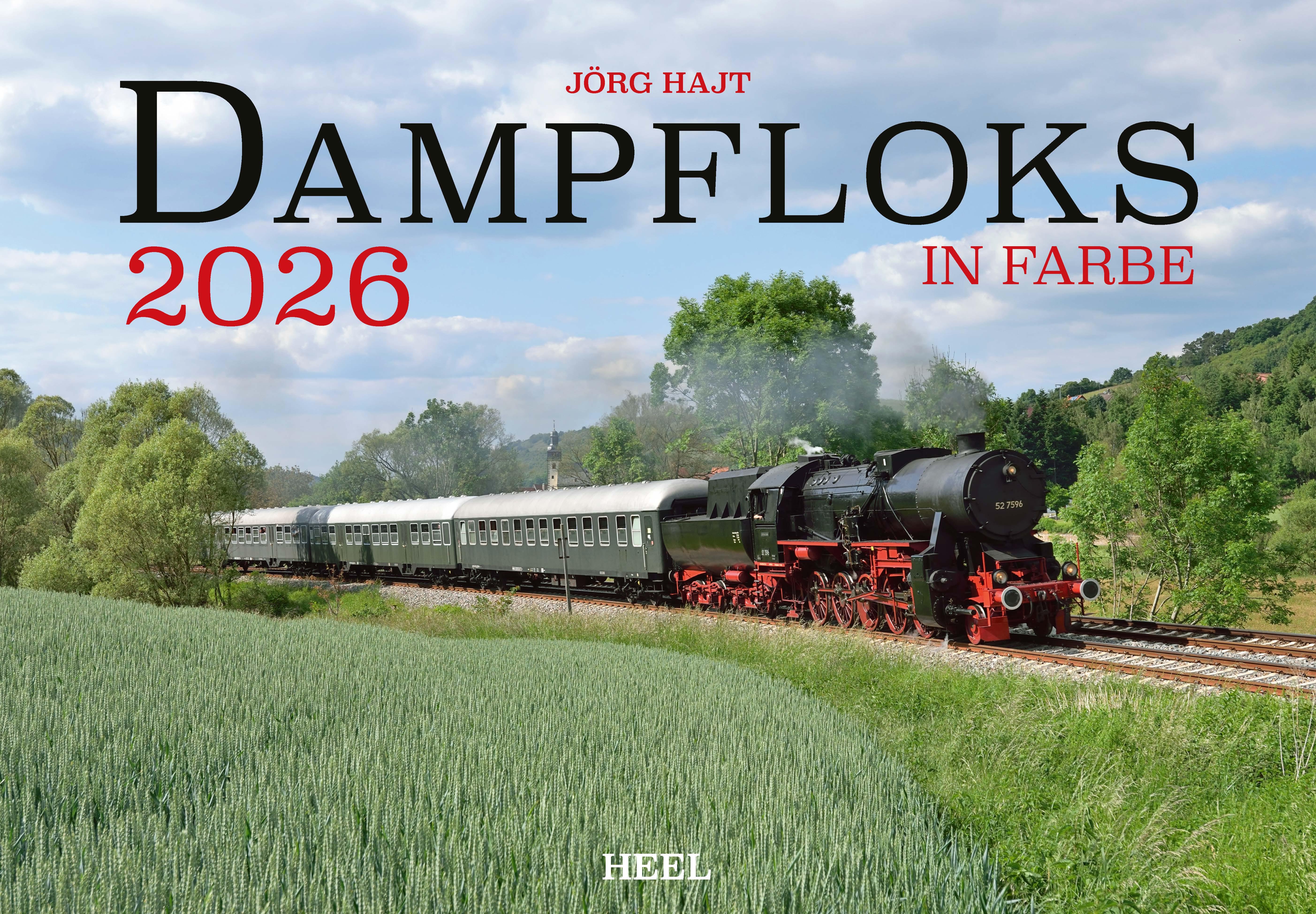 Vorderes Coverbild Dampfloks in Farbe Kalender 2026