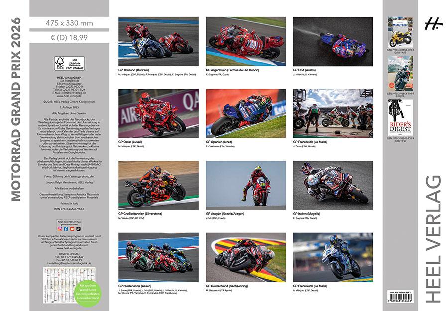 Beispielinhalt (Bild) Motorrad Grand Prix Kalender 2026