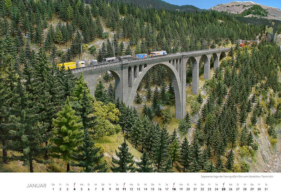 Beispielinhalt (Bild) Traumanlagen von Modellbahnprofis Kalender 2026