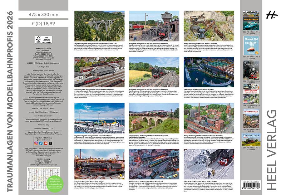 Beispielinhalt (Bild) Traumanlagen von Modellbahnprofis Kalender 2026
