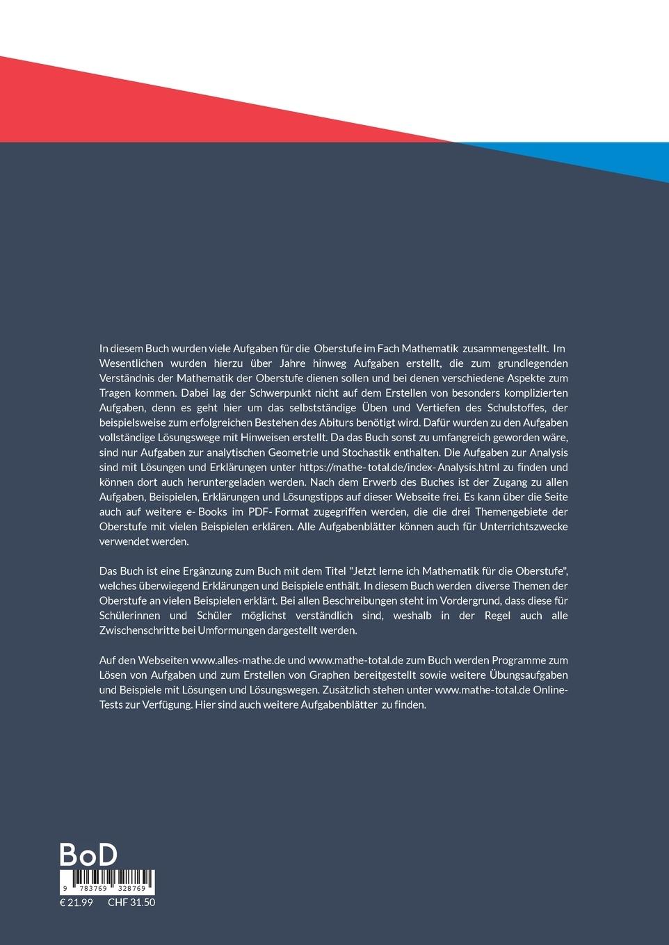 Rückseitencover Aufgabensammlung für die Oberstufe