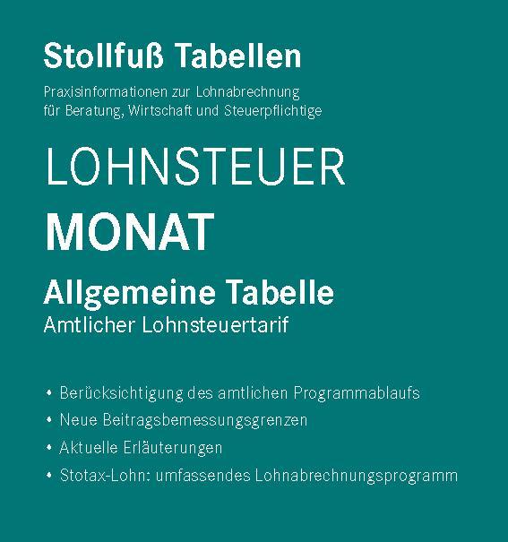 Vorderes Coverbild Tabelle, Lohnsteuer 2025 Monat