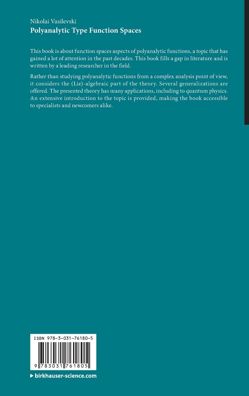 Rückseitencover Polyanalytic Type Function Spaces