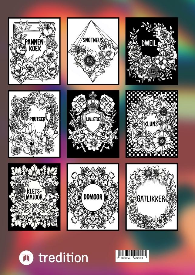 Rückseitencover "Scheld maar, Kleur maar: Middelmatige Scheldwoorden" Kleurboek