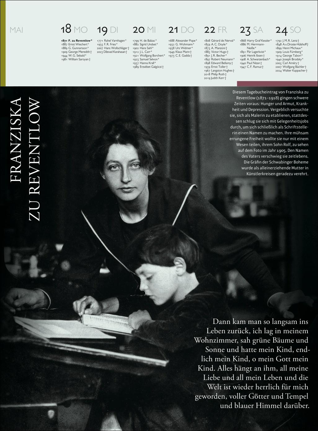 Beispielinhalt (Bild) Der Literatur Kalender Wochenkalender 2026