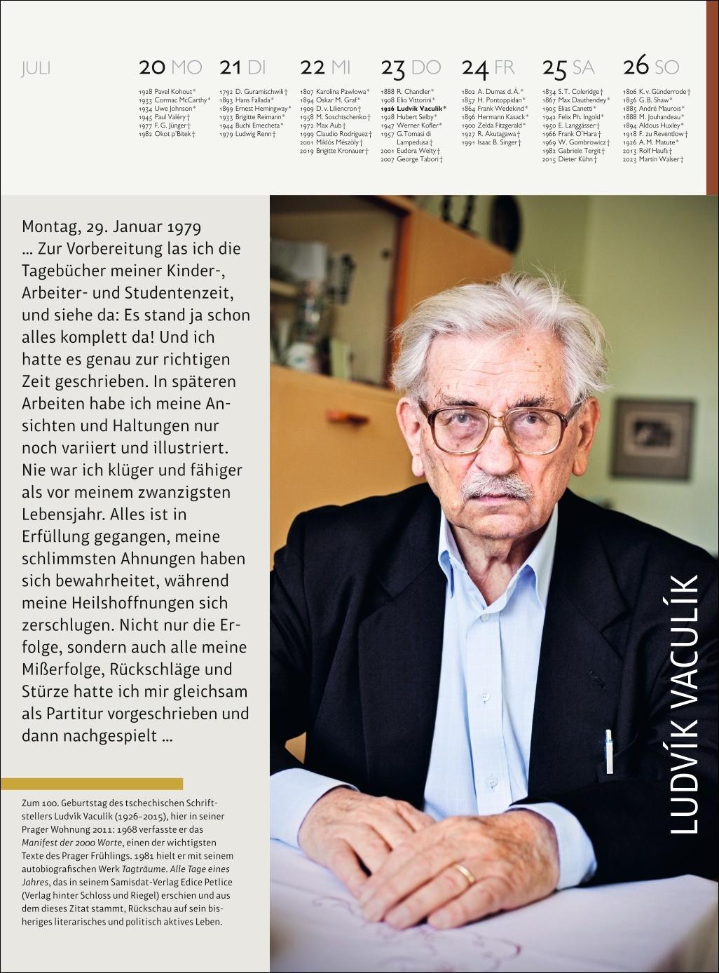 Beispielinhalt (Bild) Der Literatur Kalender Wochenkalender 2026