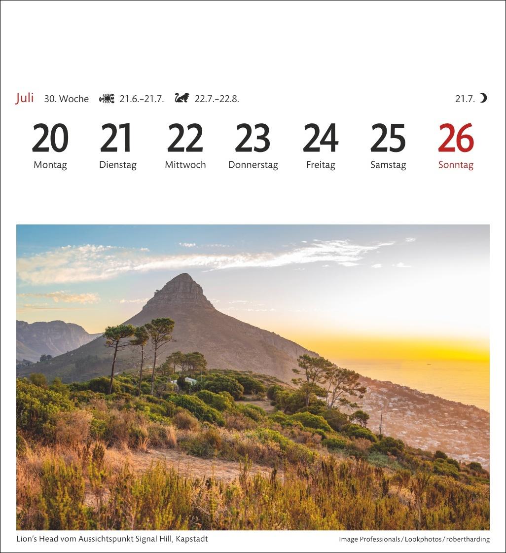 Beispielinhalt (Bild) Südafrika & Namibia Sehnsuchtskalender 2026 - Wochenkalender mit 53 Postkarten