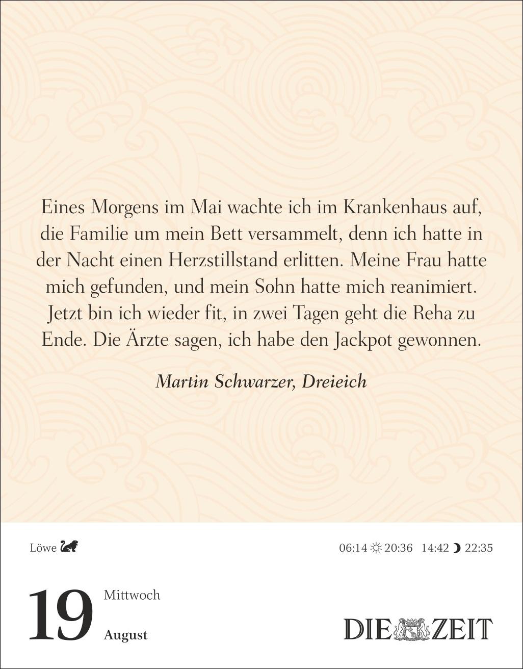 Beispielinhalt (Bild) Was mein Leben reicher macht Tagesabreißkalender 2026 - Glücksmomente für jeden Tag
