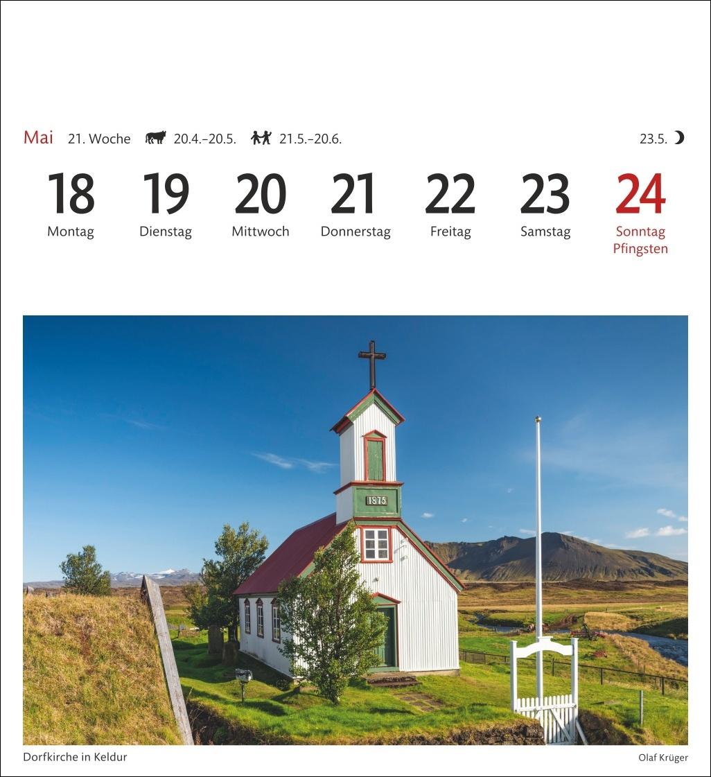 Beispielinhalt (Bild) Island Sehnsuchtskalender 2026 - Wochenkalender mit 53 Postkarten