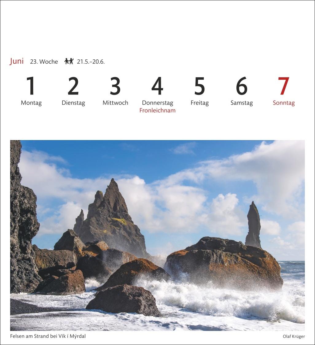 Beispielinhalt (Bild) Island Sehnsuchtskalender 2026 - Wochenkalender mit 53 Postkarten