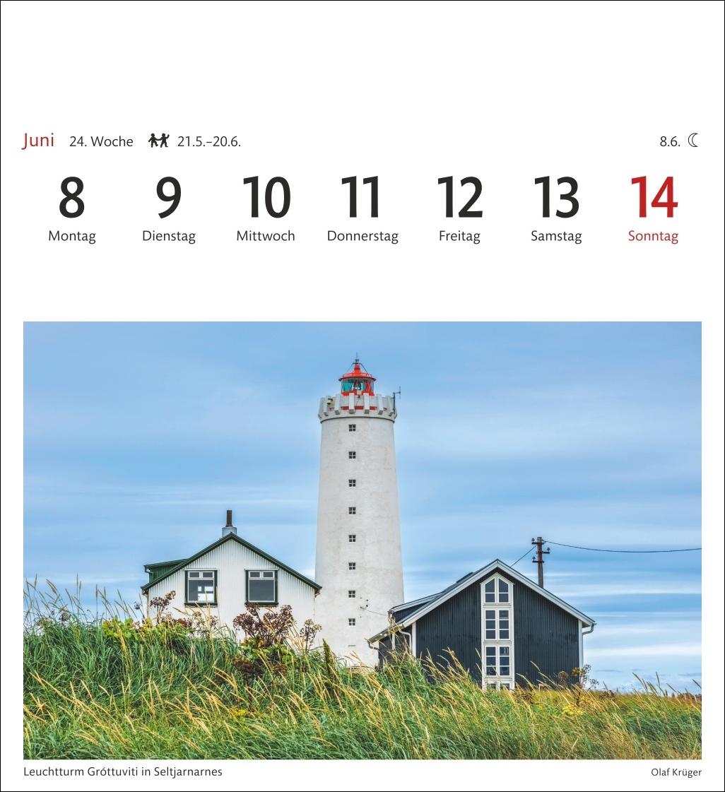 Beispielinhalt (Bild) Island Sehnsuchtskalender 2026 - Wochenkalender mit 53 Postkarten