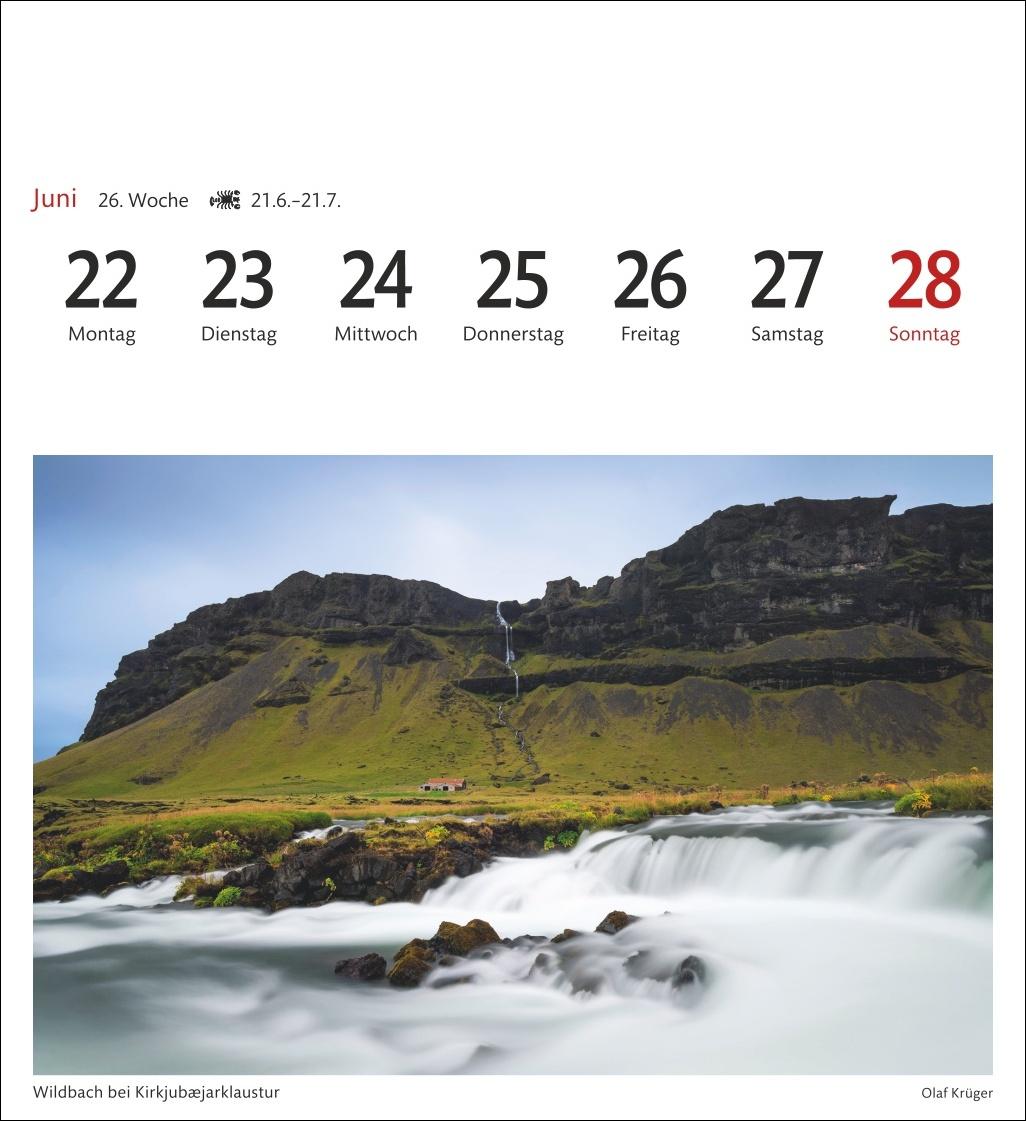 Beispielinhalt (Bild) Island Sehnsuchtskalender 2026 - Wochenkalender mit 53 Postkarten