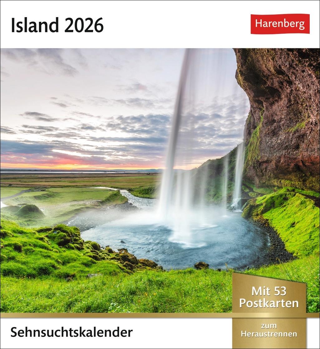 Vorderes Coverbild Island Sehnsuchtskalender 2026 - Wochenkalender mit 53 Postkarten