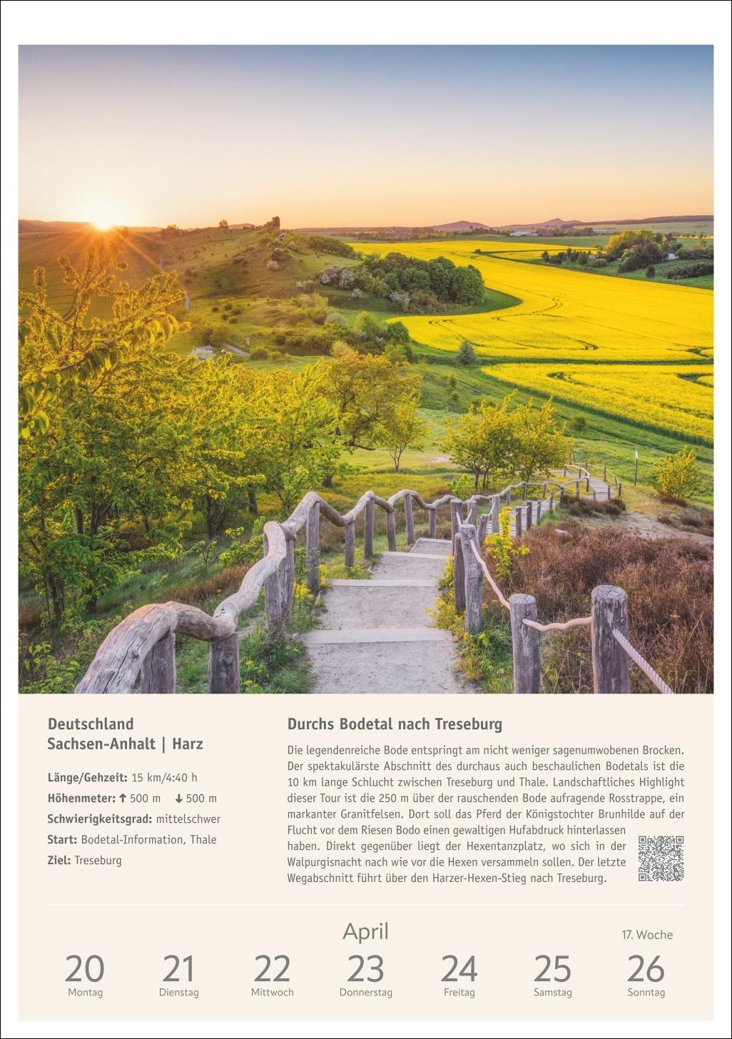 Beispielinhalt (Bild) Wanderlust Wochen-Kulturkalender 2026 - 53 Touren von Sylt bis zu den Alpen