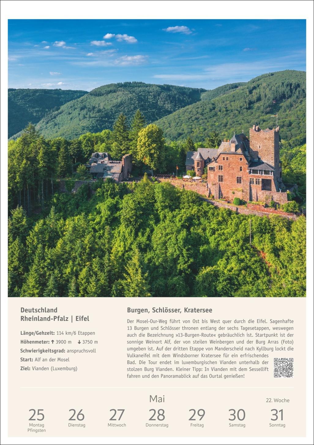 Beispielinhalt (Bild) Wanderlust Wochen-Kulturkalender 2026 - 53 Touren von Sylt bis zu den Alpen