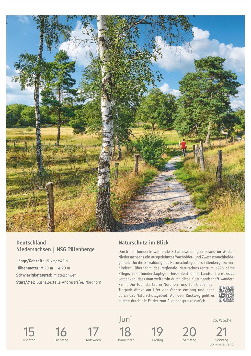 Beispielinhalt (Bild) Wanderlust Wochen-Kulturkalender 2026 - 53 Touren von Sylt bis zu den Alpen