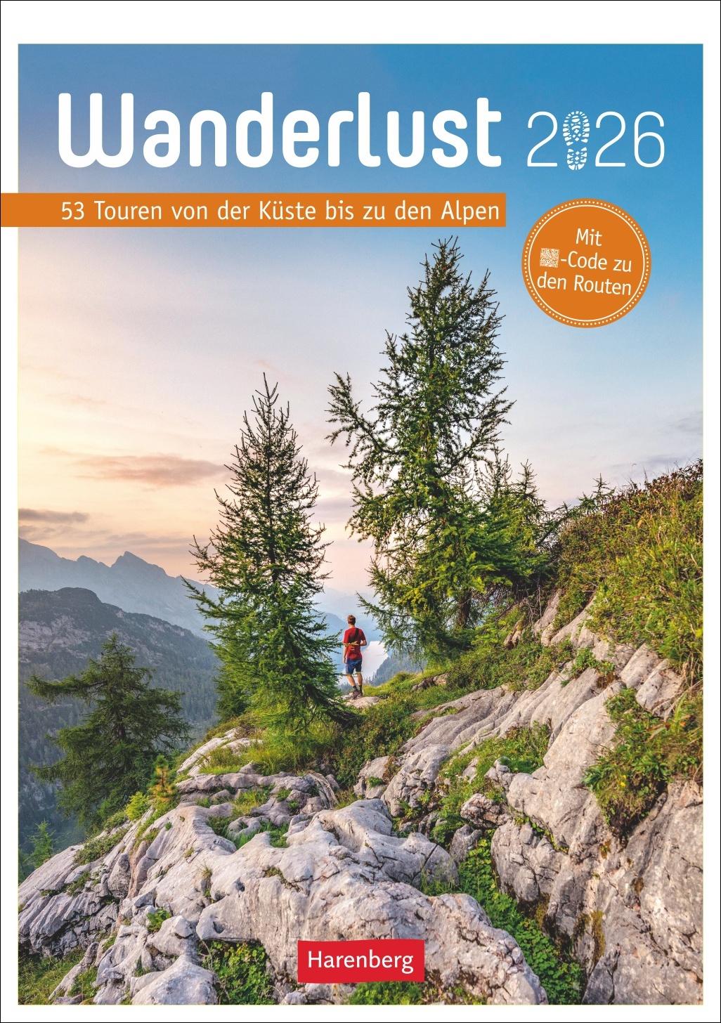 Vorderes Coverbild Wanderlust Wochen-Kulturkalender 2026 - 53 Touren von Sylt bis zu den Alpen
