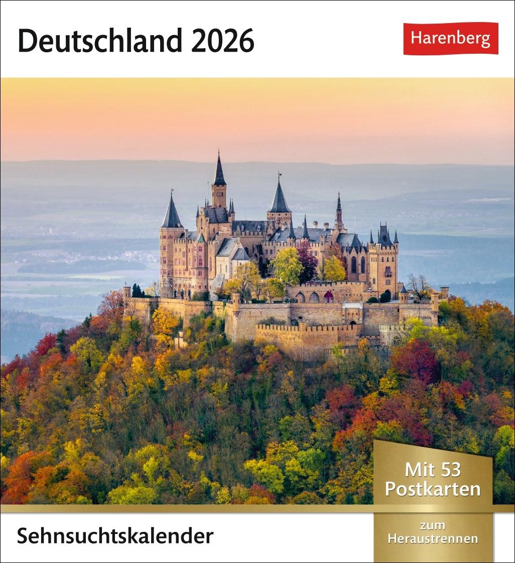Vorderes Coverbild Deutschland Sehnsuchtskalender 2026 - Wochenkalender mit 53 Postkarten